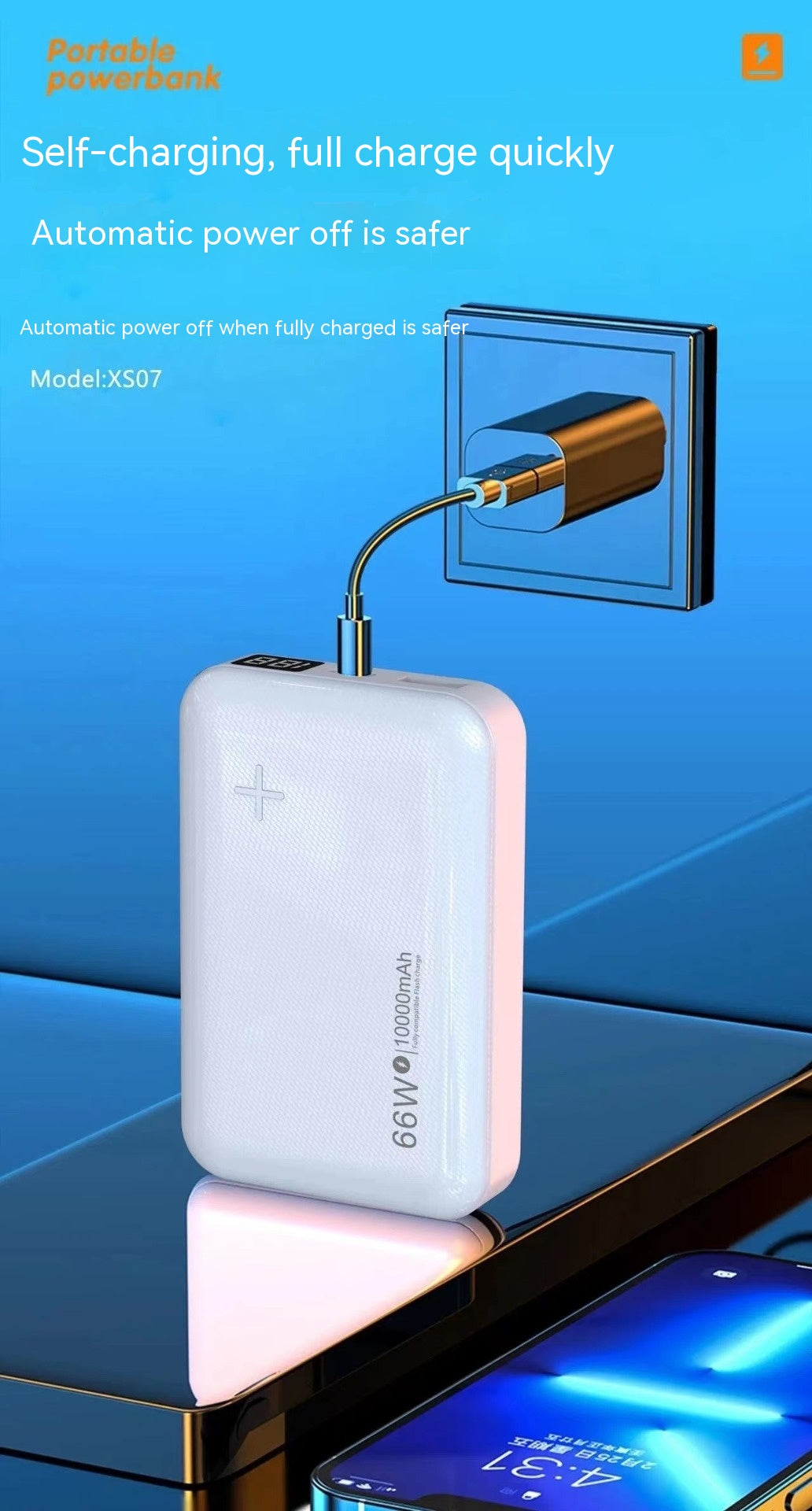 Charge Smart Digital Display Mobile Power Supply National Standard Power Bank Compact Mini